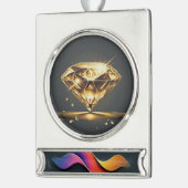 Yellow Diamond Verzilverd Banner Ornament (Links)