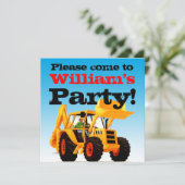Yellow Digger 2nd Birthday Boy's Party Kaart (Staand voorkant)