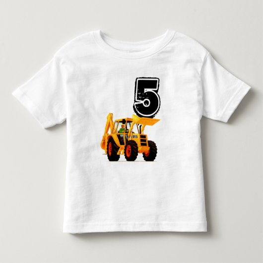 Yellow Digger Boys vijfde verjaardag Kinder Shirts (Voorkant)
