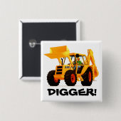 Yellow Digger Vierkante Button 5,1 Cm (Voorkant /achterkant)