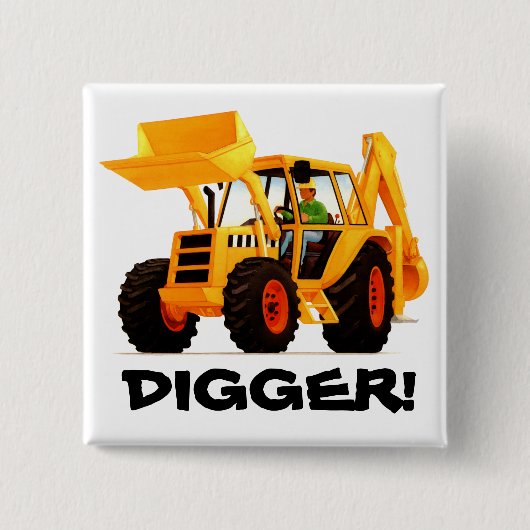 Yellow Digger Vierkante Button 5,1 Cm (Voorkant)