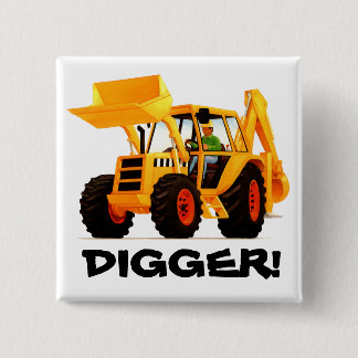 Yellow Digger Vierkante Button 5,1 Cm