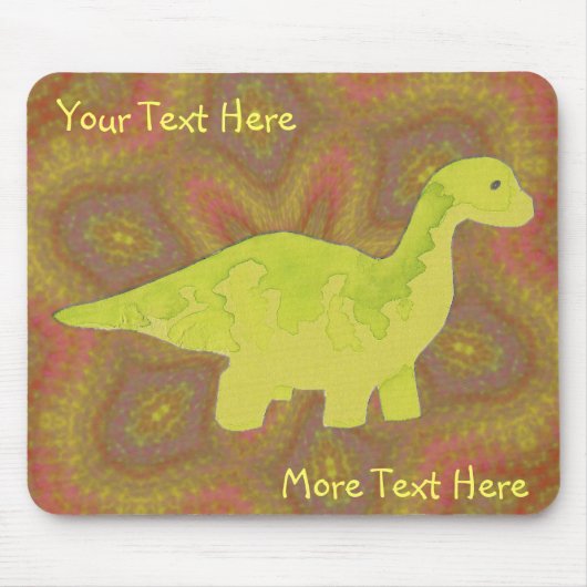 Yellow Dino Mousepad Muismat (Voorkant)