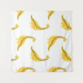 Yellow dinosaur seamless pattern. Funny vintage il Wandkleed (Voorkant (horizontaal))