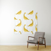 Yellow dinosaur seamless pattern. Funny vintage il Wandkleed (In situ)