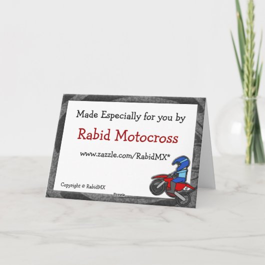 Yellow Dirt Bike Christmas Kaart (Achterkant)