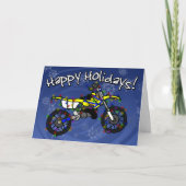 Yellow Dirt Bike Christmas Kaart (Voorkant)