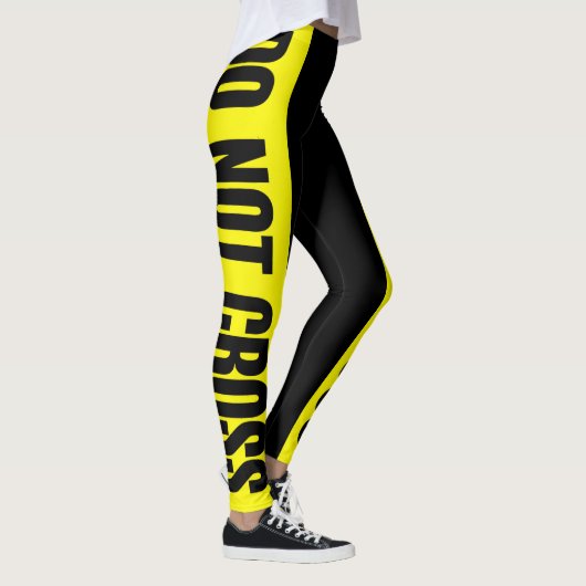 Yellow Do Not Cross Crime Scene Tape Danger Areas Leggings (Rechts)