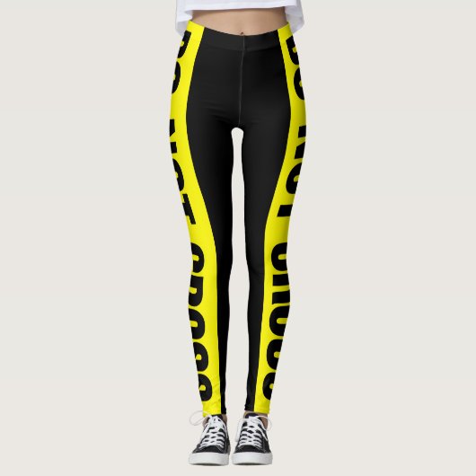 Yellow Do Not Cross Crime Scene Tape Danger Areas Leggings (Voorkant)
