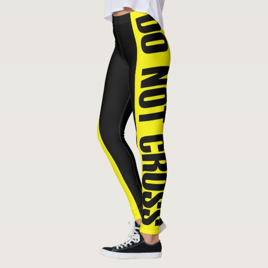 Yellow Do Not Cross Crime Scene Tape Danger Areas Leggings (Links)