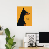 Yellow Doberman Poster (Thuiskantoor)