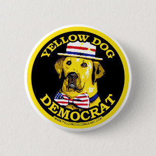 Yellow Dog Democraat Black Button 