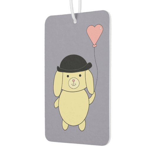 Yellow Dog in Bowler Pet met hartballon Luchtverfrisser (Links)