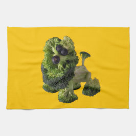 Yellow dog kitchen towel. theedoek