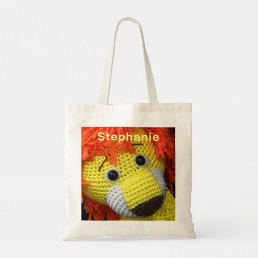 Yellow Dog met Oranje haar, gepersonaliseerde naam Tote Bag (Achterkant)