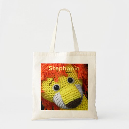 Yellow Dog met Oranje haar, gepersonaliseerde naam Tote Bag (Voorkant)