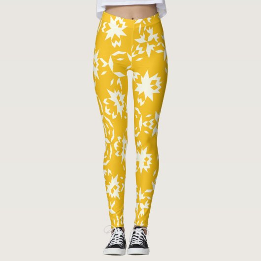Yellow Dog Pattern Leggings (Voorkant)