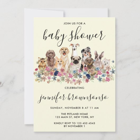 Yellow Dogs Pet Family celebration Baby shower Kaart (Voorkant)