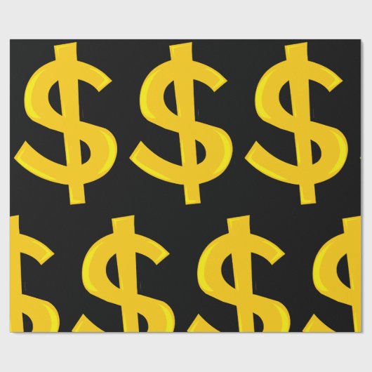 Yellow Dollar-symbool Cadeaupapier (Vlak)