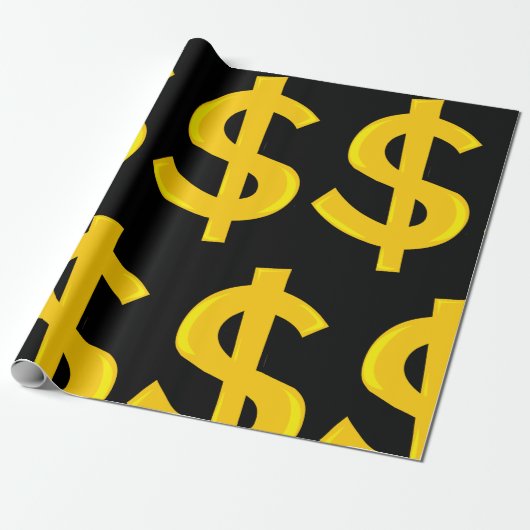 Yellow Dollar-symbool Cadeaupapier (Uitgerold)