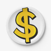 Yellow Dollar-symbool Papieren Bordje (Voorkant)