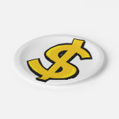 Yellow Dollar-symbool Papieren Bordje (Gekanteld)