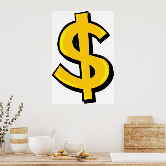 Yellow Dollar-symbool Poster (Keuken)