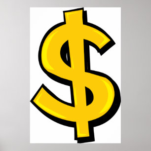 Yellow Dollar-symbool Poster