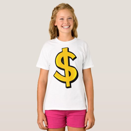 Yellow Dollar-symbool T-shirt (Voorkant volledig)