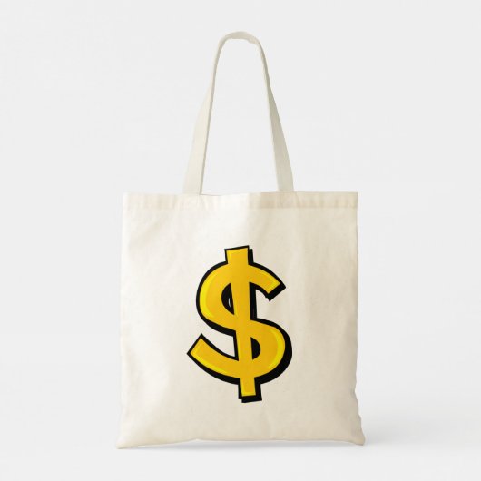 Yellow Dollar-symbool Tote Bag (Achterkant)
