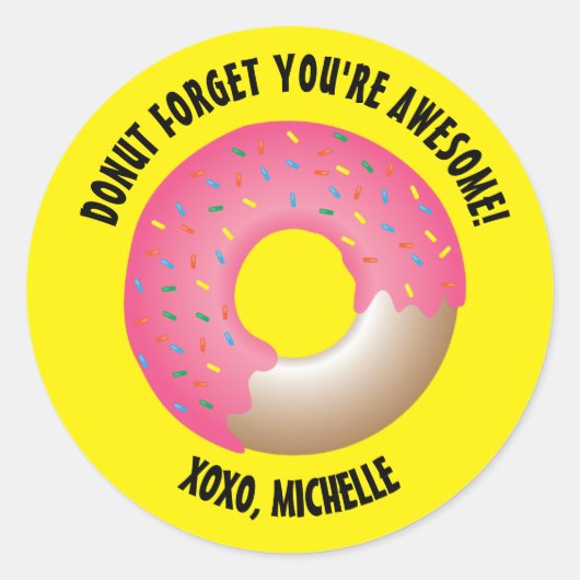 Yellow Donut vergeet dat je Geweldige Valentijns b Ronde Sticker (Voorkant)