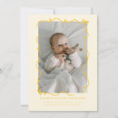 Yellow Doodle Bows Lijst Geboorteaankondiging Foto Aankondiging (Voorkant)