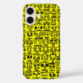 Yellow Doodle Pattern Phone Case – Abstract Black  (Achterkant)
