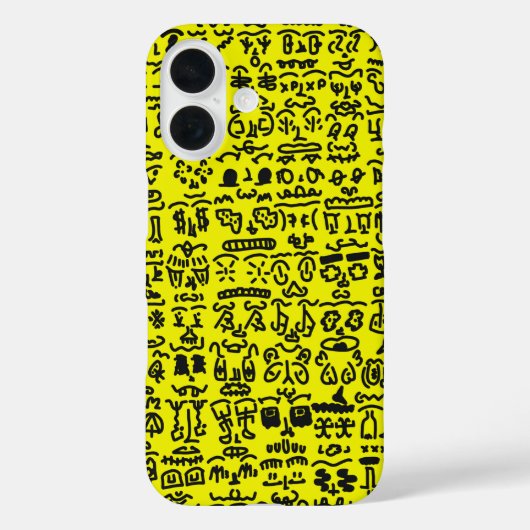 Yellow Doodle Pattern Phone Case – Abstract Black  (Achterkant)