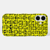 Yellow Doodle Pattern Phone Case – Abstract Black  (Achterkant (horizontaal))
