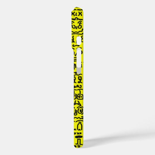 Yellow Doodle Pattern Phone Case – Abstract Black  (Achterkant / Links)