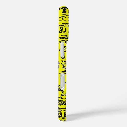 Yellow Doodle Pattern Phone Case – Abstract Black  (Achterkant / Rechts)