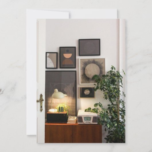 Yellow door House Warming Party geïllustreerd Kaart (Achterkant)