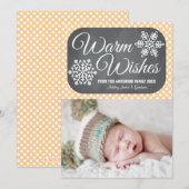 Yellow Dot Chalkboard Snowflake Holiday-fotokaart Feestdagenkaart (Voorkant / Achterkant)