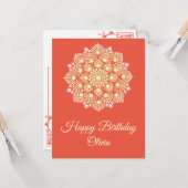 Yellow Dot Mandala Happy Birthday Kaart (Voorkant / Achterkant in situ)