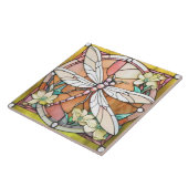 Yellow Dragonfly Art Nouveau Deco Glas in lood Tegeltje (Zijkant)