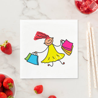 Yellow Dress Happy Girl-winkelen Servet