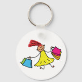 Yellow Dress Happy Girl-winkelen Sleutelhanger (Voorkant)