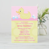 Yellow Duck 5x7 Baby shower Invitation - Roze Kaart (Staand voorkant)