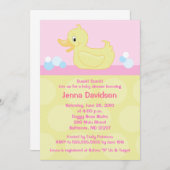 Yellow Duck 5x7 Baby shower Invitation - Roze Kaart (Voorkant / Achterkant)