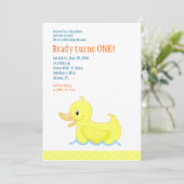Yellow Duck 5x7 Birthday Invitation - Geel Kaart (Staand voorkant)