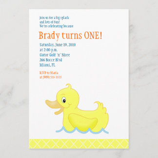 Yellow Duck 5x7 Birthday Invitation - Geel Kaart