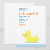 Yellow Duck 5x7 Birthday Invitation Kaart (Voorkant / Achterkant)