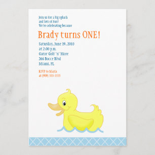 Yellow Duck 5x7 Birthday Invitation Kaart