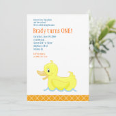 Yellow Duck 5x7 Birthday Invitation - Sinaasappel Kaart (Staand voorkant)